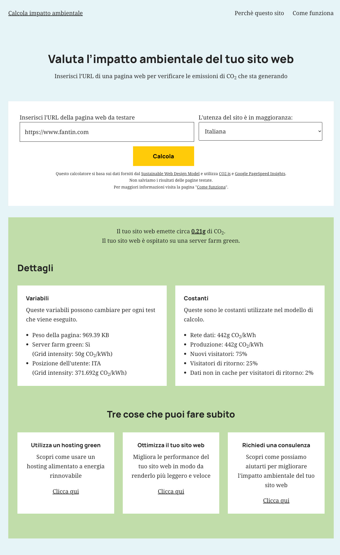 Risultato dell'analisi energetica di www.fantin.com